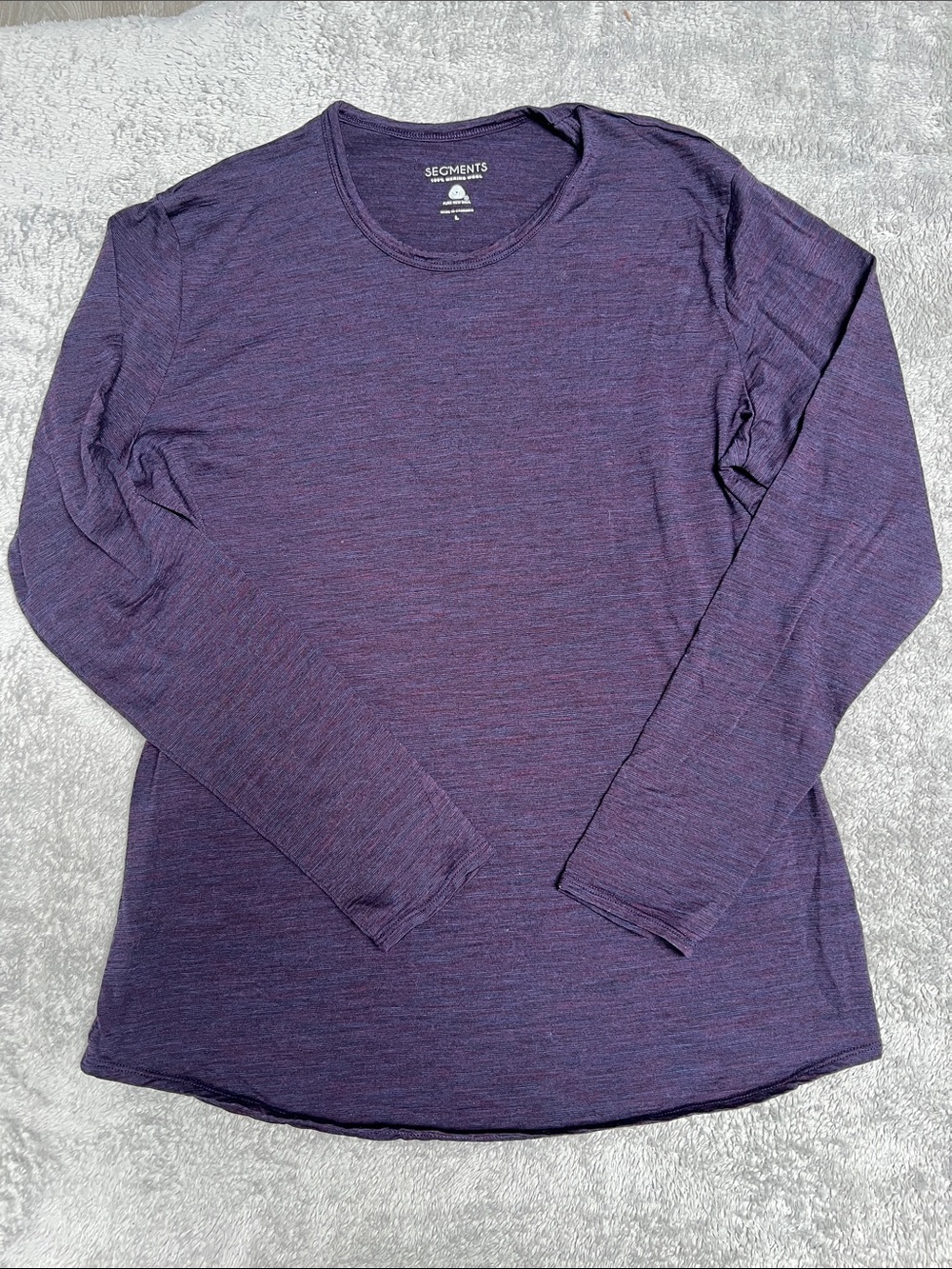 Segments Women’s Long Sleeve Crew Neck Top - Purple Heather Merino Wool